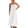 MEROKEETY Women’s Summer Spaghetti Straps Sundress 2026 Casual Sleeveless Floral Lace Eyelet Boho Beach Maxi Dress(White)