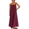 MEROKEETY Women’s Summer Spaghetti Straps Sundress 2026 Casual Sleeveless Floral Lace Eyelet Boho Beach Maxi Dress(Wine)