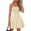 MEROKEETY Women’s Summer Strapless Dress 2026 Tube Top Off Shoulder Homecoming Graduation Cocktail Party Club Mini Dresses(Apricot)