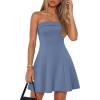 MEROKEETY Women’s Summer Strapless Dress 2026 Tube Top Off Shoulder Homecoming Graduation Cocktail Party Club Mini Dresses(Dusty Blue)