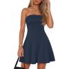 MEROKEETY Women’s Summer Strapless Dress 2026 Tube Top Off Shoulder Homecoming Graduation Cocktail Party Club Mini Dresses(Navy)