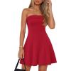 MEROKEETY Women’s Summer Strapless Dress 2026 Tube Top Off Shoulder Homecoming Graduation Cocktail Party Club Mini Dresses(Red)
