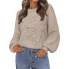 MEROKEETY Women’s Winter Floral Sweater Crew Neck Lantern Sleeve 2025 Fall Trendy Warm Chunky Oversized Pullover Tops(Cashmere)