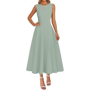 MEROKEETY Women’s 2026 Summer Elegant Classy Midi Dress Sleeveless A Line Flowy Formal Cocktail Dresses(Sage)