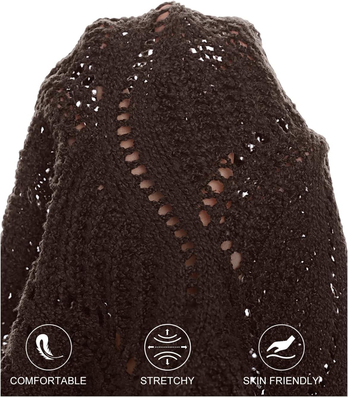 imageMEROKEETY Fall Sweaters for Women 2025 Oversized Pullover Crochet Lantern Long Sleeve Mock Neck Casual Loose TopsCoffee