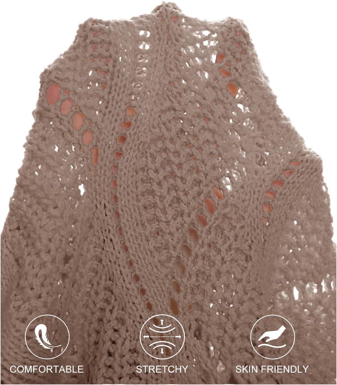 imageMEROKEETY Fall Sweaters for Women 2025 Oversized Pullover Crochet Lantern Long Sleeve Mock Neck Casual Loose TopsMocha