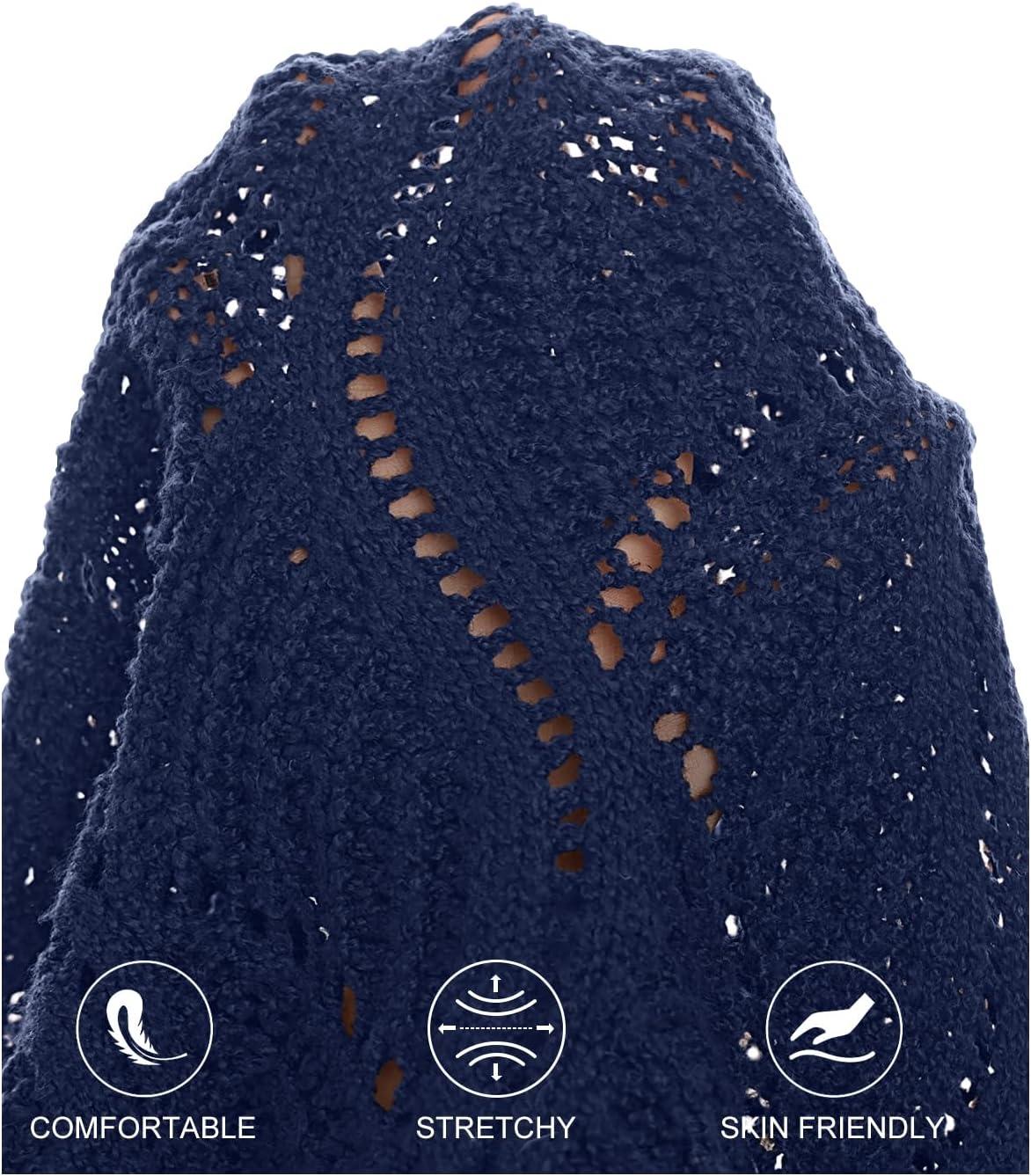 imageMEROKEETY Fall Sweaters for Women 2025 Oversized Pullover Crochet Lantern Long Sleeve Mock Neck Casual Loose TopsNavy