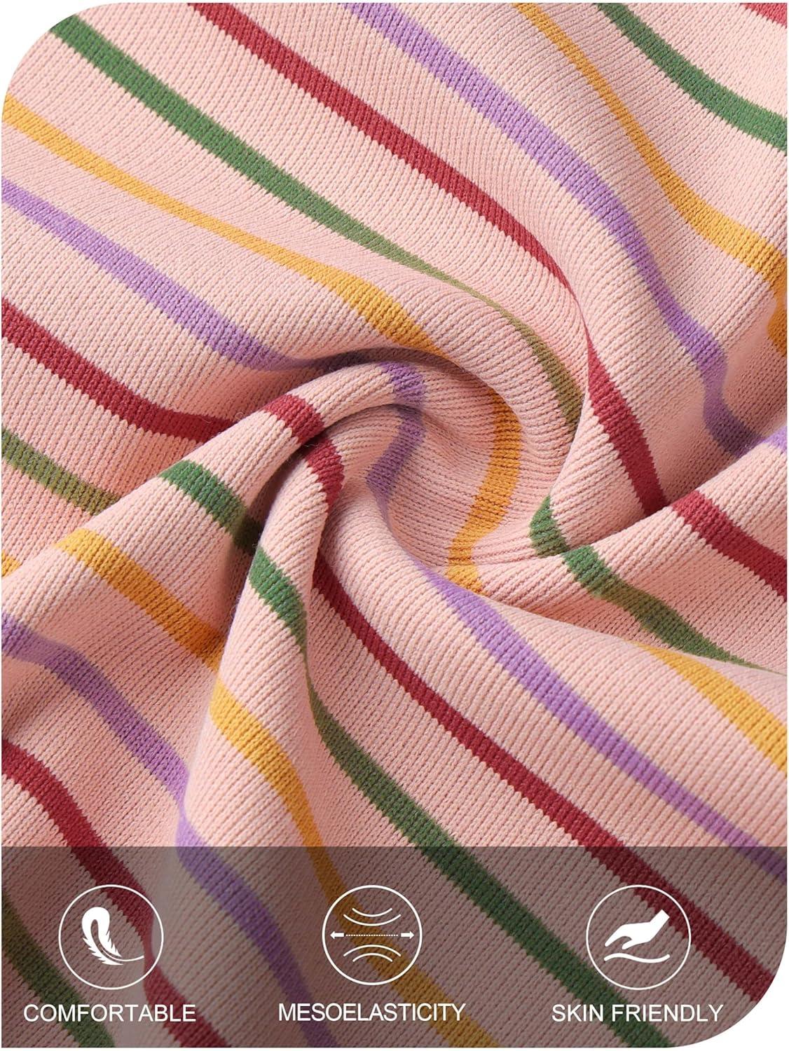 imageMEROKEETY Womens 2026 Summer Short Sleeve Tops Casual Colourful Striped Crewneck Loose Work T Shirts BlousesPink