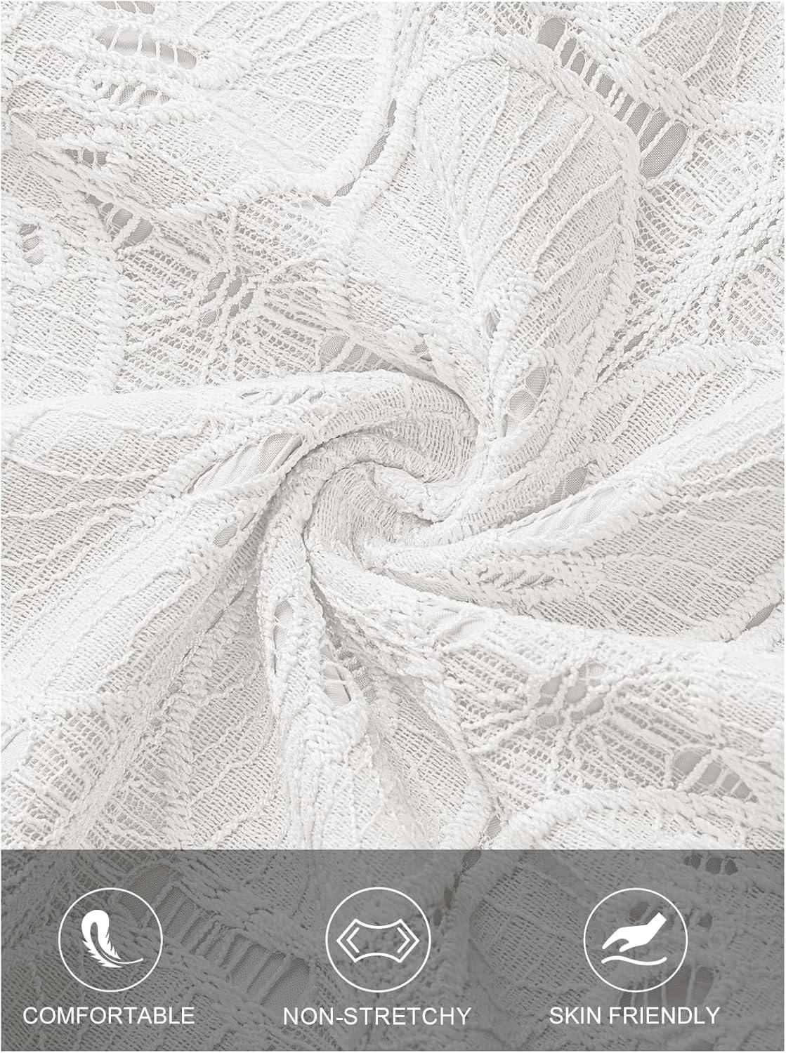 imageMEROKEETY Womens Eyelet Long Sleeve Shirts Tops Dressy Casual Fall Trendy Flower Lace Boho Crochet BlousesWhite