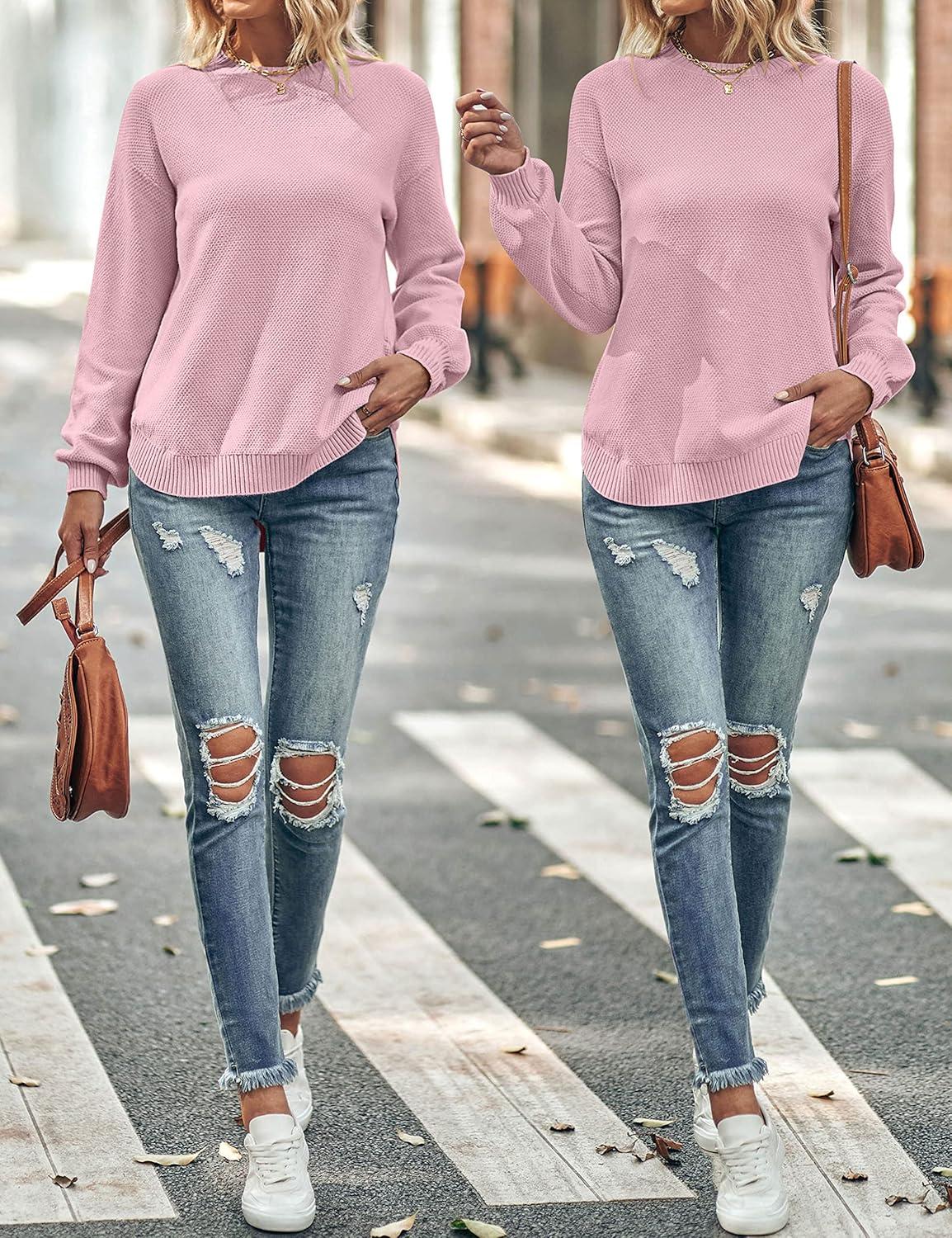 imageMEROKEETY Womens Fall Winter Sweaters Casual Loose Cozy Sweater Tops Pullover Jumper 2025 Fashion OutfitsDustypink