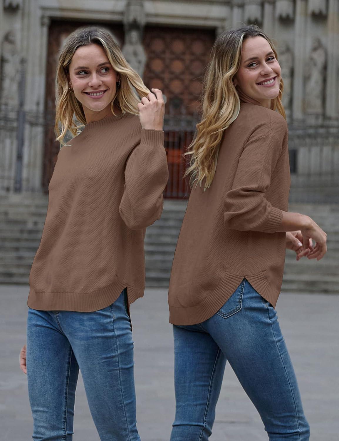 imageMEROKEETY Womens Fall Winter Sweaters Casual Loose Cozy Sweater Tops Pullover Jumper 2025 Fashion OutfitsMocha