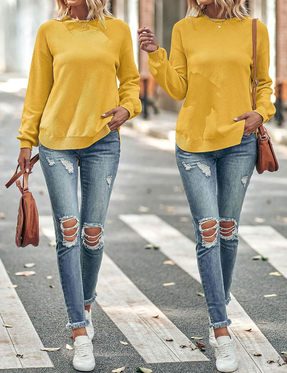 imageMEROKEETY Womens Fall Winter Sweaters Casual Loose Cozy Sweater Tops Pullover Jumper 2025 Fashion OutfitsMustard