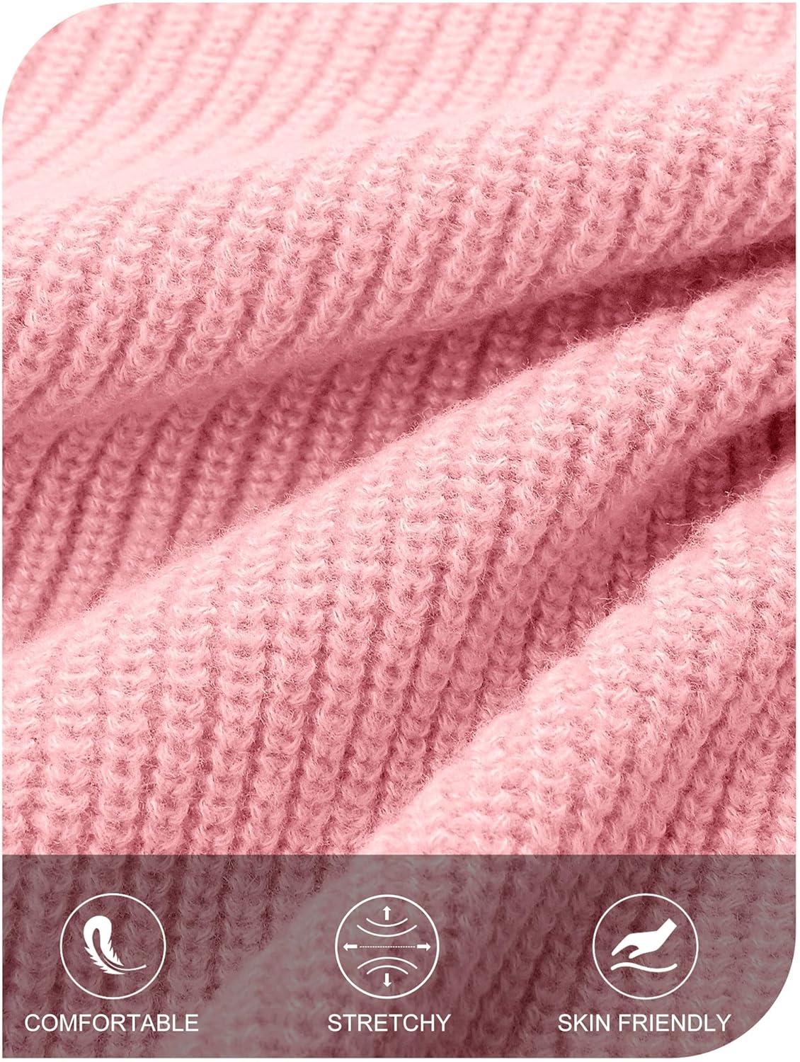 imageMEROKEETY Womens Winter Fall Long Sleeve Cardigan Sweater 2026 Crew Neck Button Open Front Chunky Knit OutfitsLight Pink