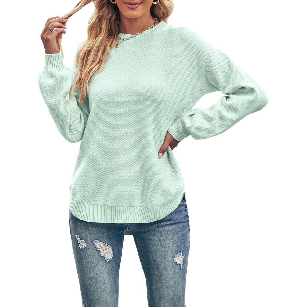 imageMEROKEETY Womens Fall Winter Sweaters Casual Loose Cozy Sweater Tops Pullover Jumper 2025 Fashion OutfitsMint