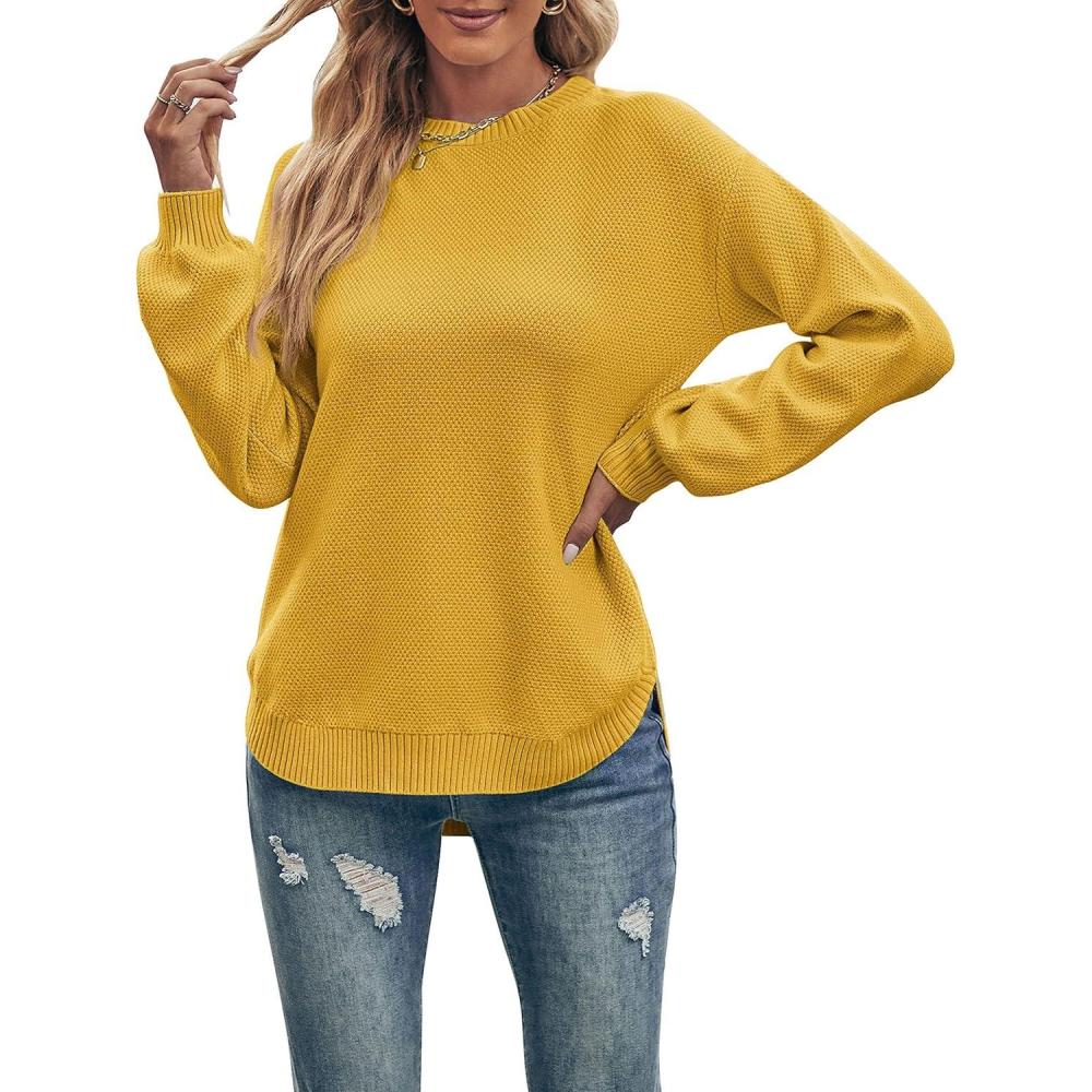 imageMEROKEETY Womens Fall Winter Sweaters Casual Loose Cozy Sweater Tops Pullover Jumper 2025 Fashion OutfitsMustard