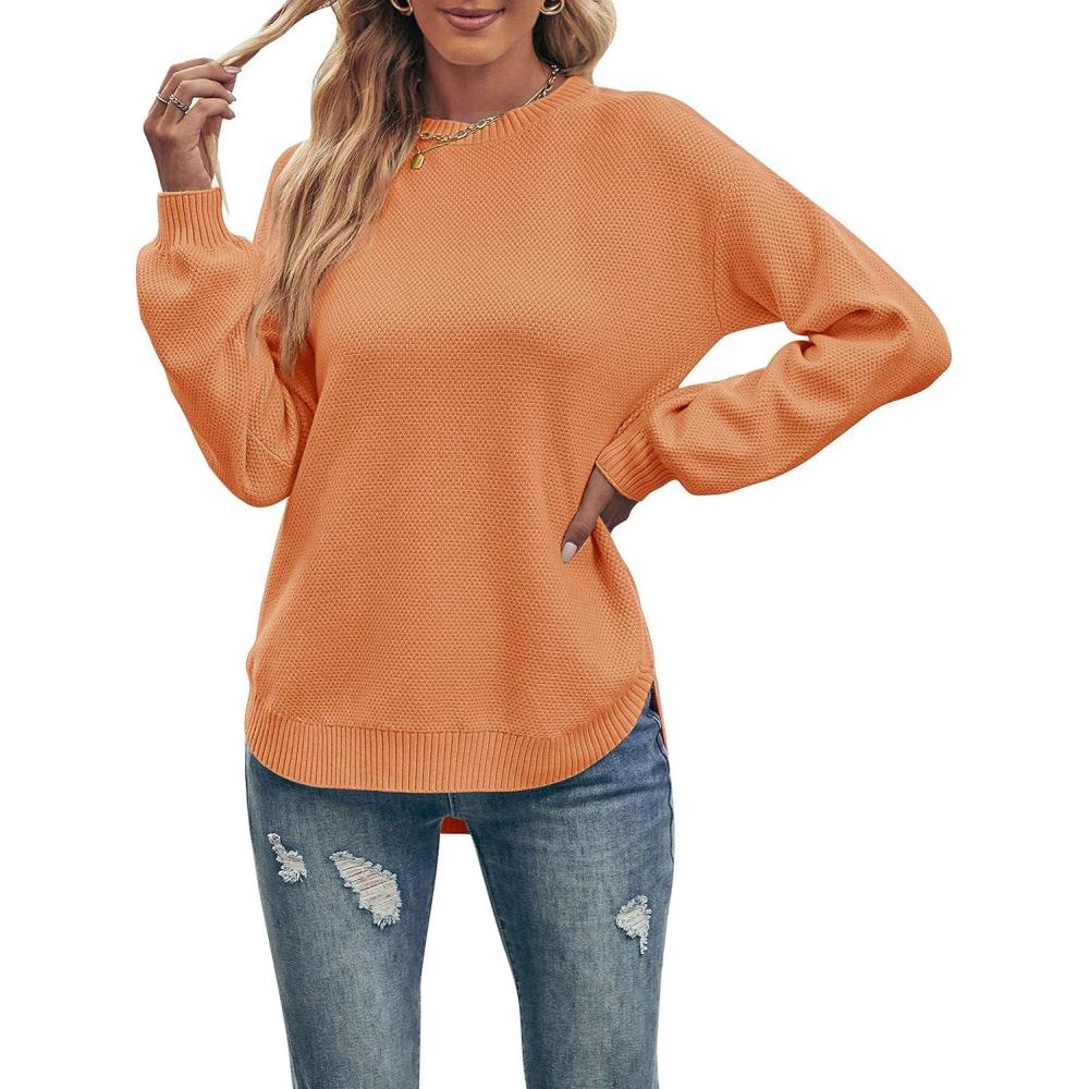 imageMEROKEETY Womens Fall Winter Sweaters Casual Loose Cozy Sweater Tops Pullover Jumper 2025 Fashion OutfitsOrange