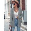 MEROKEETY Cardigan Sweater for Women 2026 Fall Winter Spring Cable Knit Button Up Open Front Long Sleeve Coat(Grey)