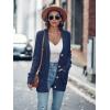 MEROKEETY Cardigan Sweater for Women 2026 Fall Winter Spring Cable Knit Button Up Open Front Long Sleeve Coat(Navy)