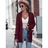 MEROKEETY Cardigan Sweater for Women 2026 Fall Winter Spring Cable Knit Button Up Open Front Long Sleeve Coat(Wine)