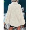 MEROKEETY Fall Sweaters for Women 2025 Oversized Pullover Crochet Lantern Long Sleeve Mock Neck Casual Loose Tops(Beige)