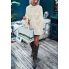 MEROKEETY Fall Sweaters for Women 2025 Oversized Pullover Crochet Lantern Long Sleeve Mock Neck Casual Loose Tops(Beige)