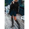 MEROKEETY Fall Sweaters for Women 2025 Oversized Pullover Crochet Lantern Long Sleeve Mock Neck Casual Loose Tops(Black)