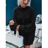 MEROKEETY Fall Sweaters for Women 2025 Oversized Pullover Crochet Lantern Long Sleeve Mock Neck Casual Loose Tops(Black)