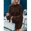 MEROKEETY Fall Sweaters for Women 2025 Oversized Pullover Crochet Lantern Long Sleeve Mock Neck Casual Loose Tops(Coffee)