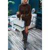 MEROKEETY Fall Sweaters for Women 2025 Oversized Pullover Crochet Lantern Long Sleeve Mock Neck Casual Loose Tops(Coffee)