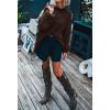 MEROKEETY Fall Sweaters for Women 2025 Oversized Pullover Crochet Lantern Long Sleeve Mock Neck Casual Loose Tops(Coffee)
