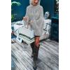 MEROKEETY Fall Sweaters for Women 2025 Oversized Pullover Crochet Lantern Long Sleeve Mock Neck Casual Loose Tops(Light Grey)