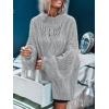 MEROKEETY Fall Sweaters for Women 2025 Oversized Pullover Crochet Lantern Long Sleeve Mock Neck Casual Loose Tops(Light Grey)