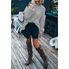 MEROKEETY Fall Sweaters for Women 2025 Oversized Pullover Crochet Lantern Long Sleeve Mock Neck Casual Loose Tops(Light Grey)