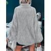 MEROKEETY Fall Sweaters for Women 2025 Oversized Pullover Crochet Lantern Long Sleeve Mock Neck Casual Loose Tops(Light Grey)