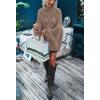 MEROKEETY Fall Sweaters for Women 2025 Oversized Pullover Crochet Lantern Long Sleeve Mock Neck Casual Loose Tops(Mocha)