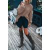 MEROKEETY Fall Sweaters for Women 2025 Oversized Pullover Crochet Lantern Long Sleeve Mock Neck Casual Loose Tops(Mocha)