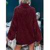 MEROKEETY Fall Sweaters for Women 2025 Oversized Pullover Crochet Lantern Long Sleeve Mock Neck Casual Loose Tops(Wine Red)