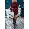 MEROKEETY Fall Sweaters for Women 2025 Oversized Pullover Crochet Lantern Long Sleeve Mock Neck Casual Loose Tops(Wine Red)