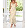 MEROKEETY Spring Wedding Guest Dress for Women 2026 Summer Floral Cocktail Party Beach Vacation Ruffle Bodycon Maxi Dresses(Beige)