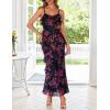 MEROKEETY Spring Wedding Guest Dress for Women 2026 Summer Floral Cocktail Party Beach Vacation Ruffle Bodycon Maxi Dresses(Black)