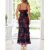 MEROKEETY Spring Wedding Guest Dress for Women 2026 Summer Floral Cocktail Party Beach Vacation Ruffle Bodycon Maxi Dresses(Black)
