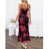MEROKEETY Spring Wedding Guest Dress for Women 2026 Summer Floral Cocktail Party Beach Vacation Ruffle Bodycon Maxi Dresses(Blackred)