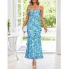 MEROKEETY Spring Wedding Guest Dress for Women 2026 Summer Floral Cocktail Party Beach Vacation Ruffle Bodycon Maxi Dresses(Blue)