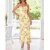 MEROKEETY Spring Wedding Guest Dress for Women 2026 Summer Floral Cocktail Party Beach Vacation Ruffle Bodycon Maxi Dresses(Yellow)