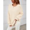 MEROKEETY Sweaters for Women Fall Winter 2026 Oversized Pullover Spring Crew Neck Long Sleeve Heathered Knit Tops(Apricot)