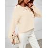 MEROKEETY Sweaters for Women Fall Winter 2026 Oversized Pullover Spring Crew Neck Long Sleeve Heathered Knit Tops(Apricot)
