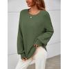 MEROKEETY Sweaters for Women Fall Winter 2026 Oversized Pullover Spring Crew Neck Long Sleeve Heathered Knit Tops(Army Green)
