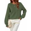 MEROKEETY Sweaters for Women Fall Winter 2026 Oversized Pullover Spring Crew Neck Long Sleeve Heathered Knit Tops(Army Green)