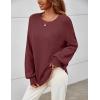 MEROKEETY Sweaters for Women Fall Winter 2026 Oversized Pullover Spring Crew Neck Long Sleeve Heathered Knit Tops(Burgundy)