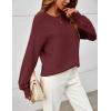 MEROKEETY Sweaters for Women Fall Winter 2026 Oversized Pullover Spring Crew Neck Long Sleeve Heathered Knit Tops(Burgundy)